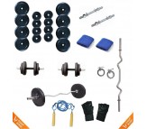24 Kg Body Maxx Home Gym Package With 3 Ft Curl Bar + Gloves + Rope + Bands + 2 Rods + Locks